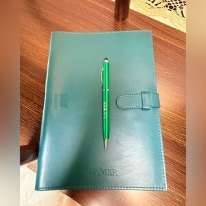 La Mer Beauty Gift Faux Leather Notebook w Ballpoint Pen Storage Indent Marks